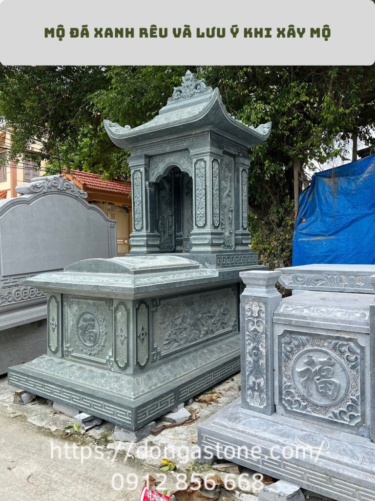 Mộ đá xanh rêu và những kinh nghiệm xây mộ cần biết trước khi thi công