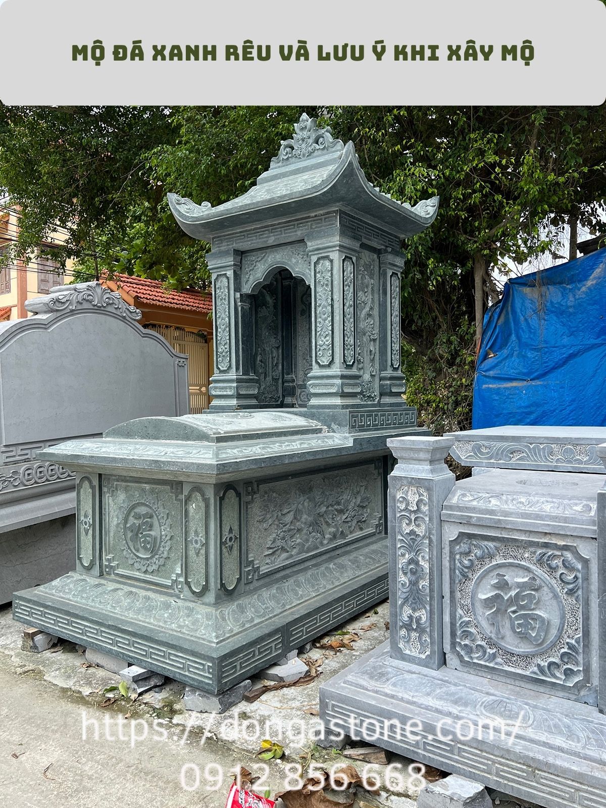 Mộ đá xanh rêu và những kinh nghiệm xây mộ cần biết trước khi thi công