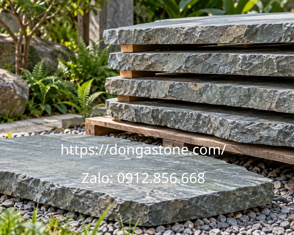 Đá bước dạo sân vườn: Mẫu đá, bảng giá và cách lựa chọn 9 Cạnh tấm đá bước dạo giúp quan sát độ dày và cấu trúc đá